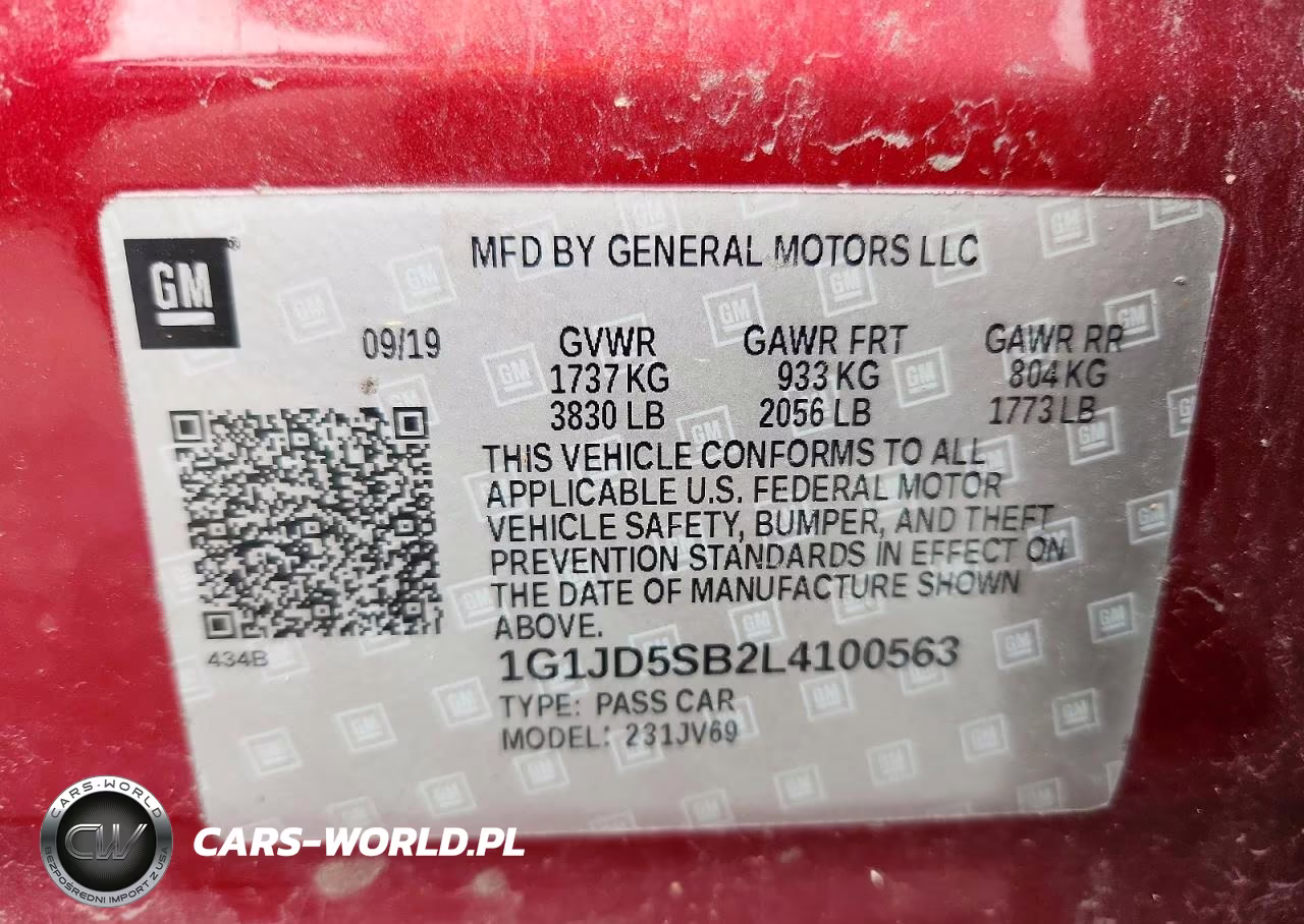 2020 Chevrolet Sonic Lt VIN:1G1JD5SB2L4100563 - 12
