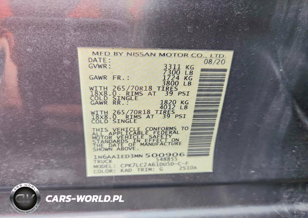 2021 Nissan Titan Sv VIN:1N6AA1ED3MN500906 - 12