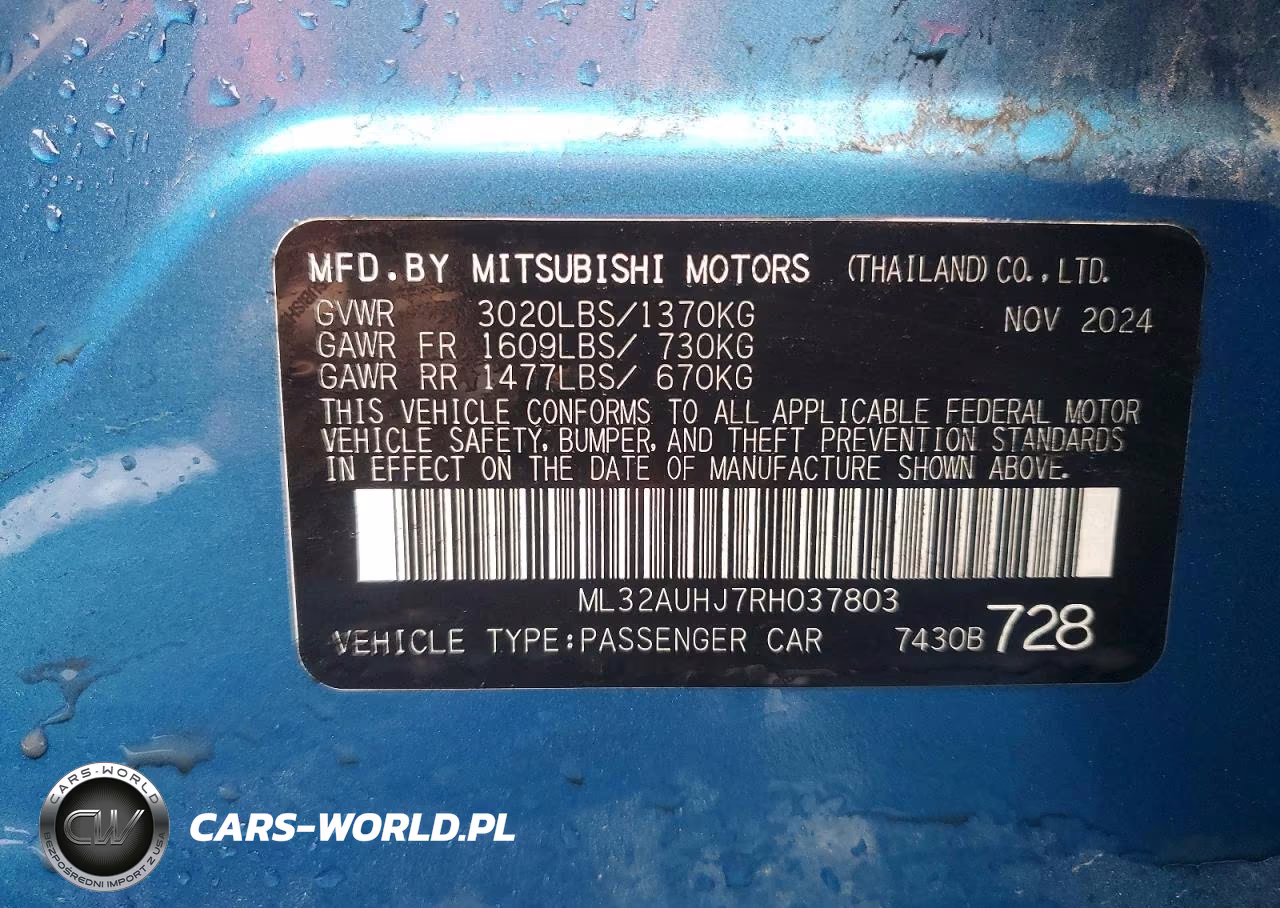 2024 Mitsubishi Mirage Es VIN:ML32AUHJ7RH037803 - 12
