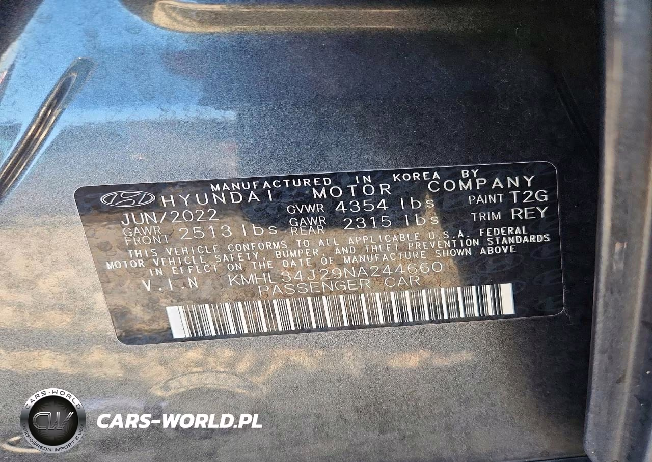 2022 Hyundai Sonata Limited VIN:KMHL34J29NA244660 - 13