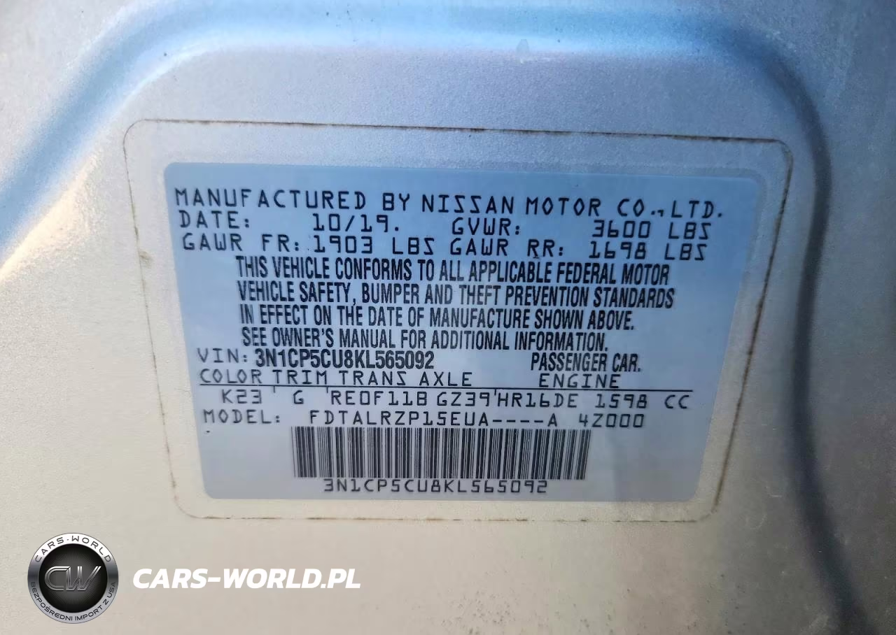 2019 Nissan Kicks S VIN:3N1CP5CU8KL565092 - 13