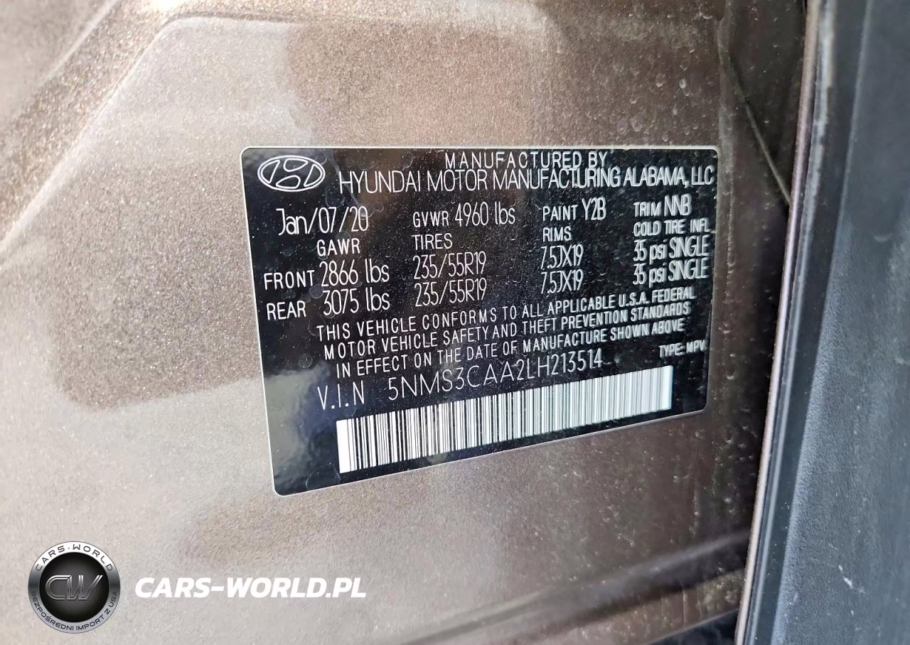 2020 Hyundai Santa Fe Sel 2.0T VIN:5NMS3CAA2LH213514 - 14