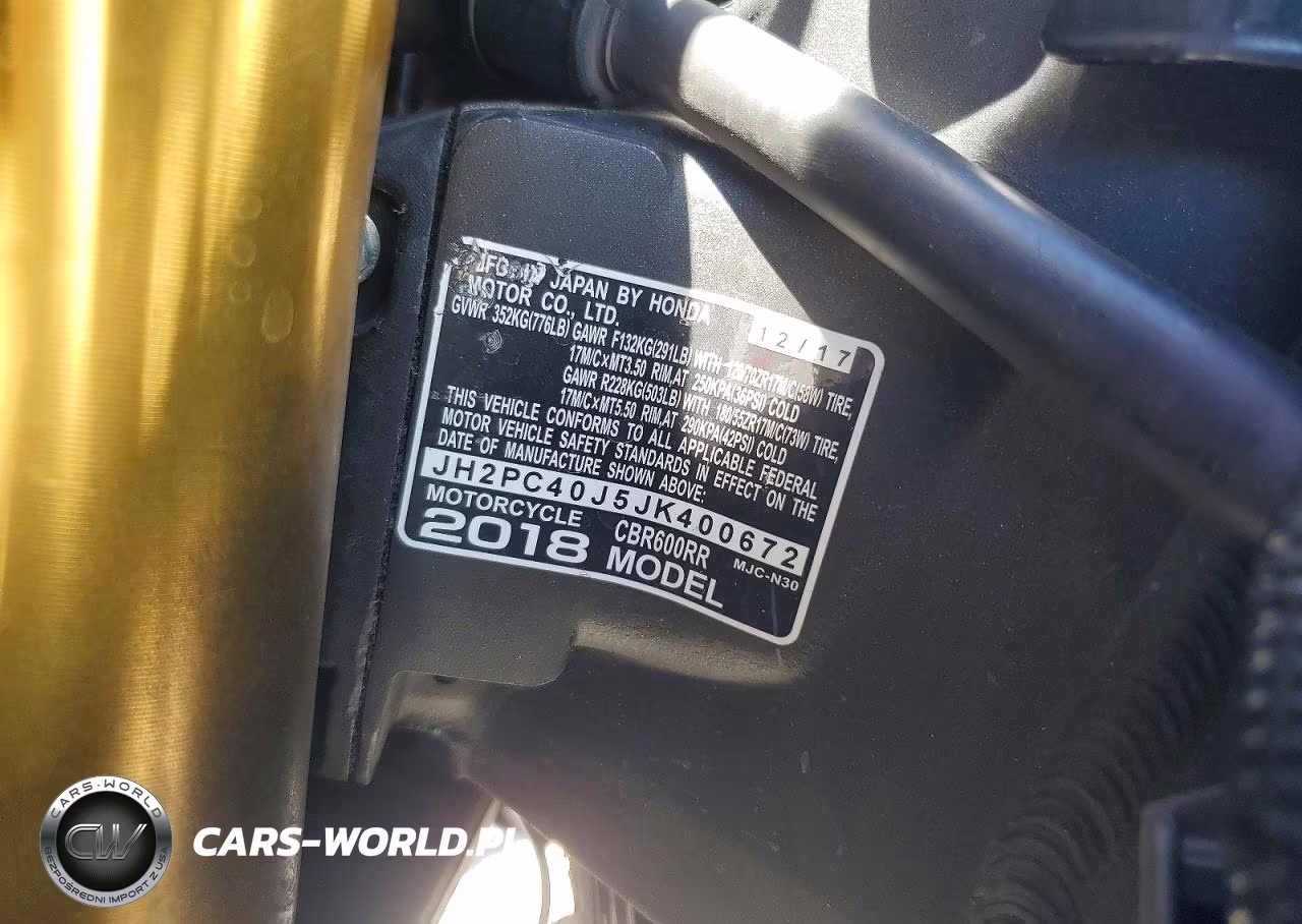2018 Honda Cbr600 Rr VIN:JH2PC40J5JK400672 - 9