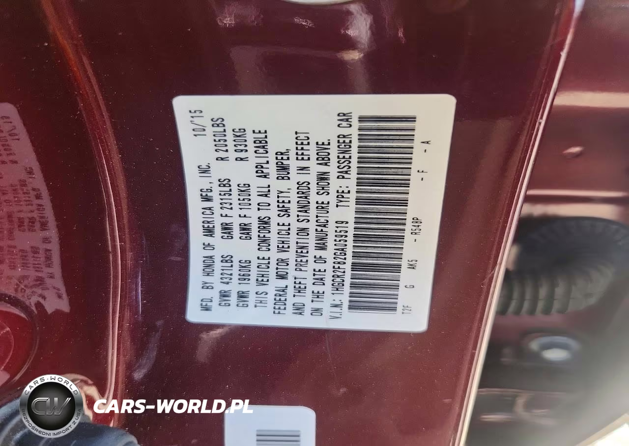 2016 Honda Accord Exl VIN:1HGCR2F82GA059519 - 12