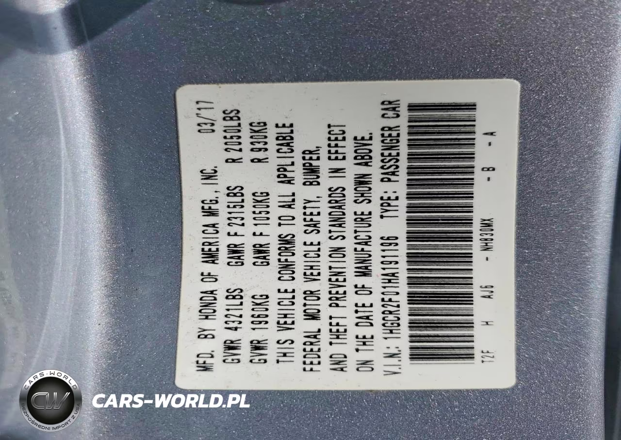 2017 Honda Accord Ex VIN:1HGCR2F01HA191196 - 12