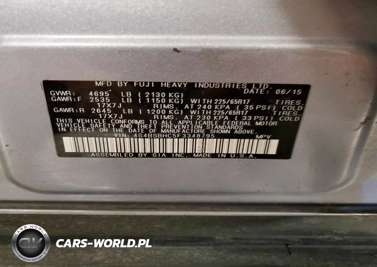 2015 Subaru Outback 2.5I Premium VIN:4S4BSBHC5F3348795 - 13