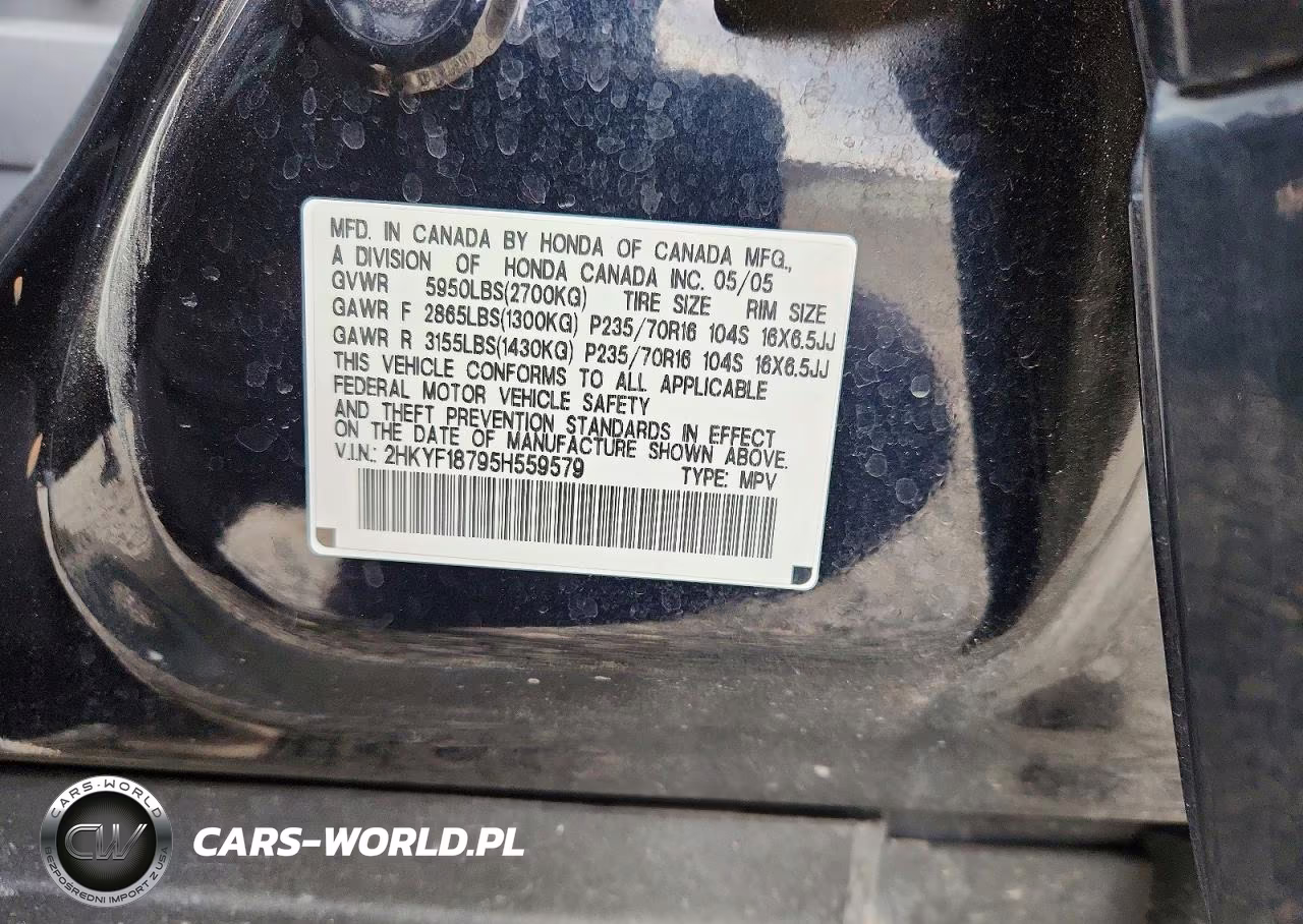 2005 Honda Pilot Exl VIN:2HKYF18795H559579 - 13