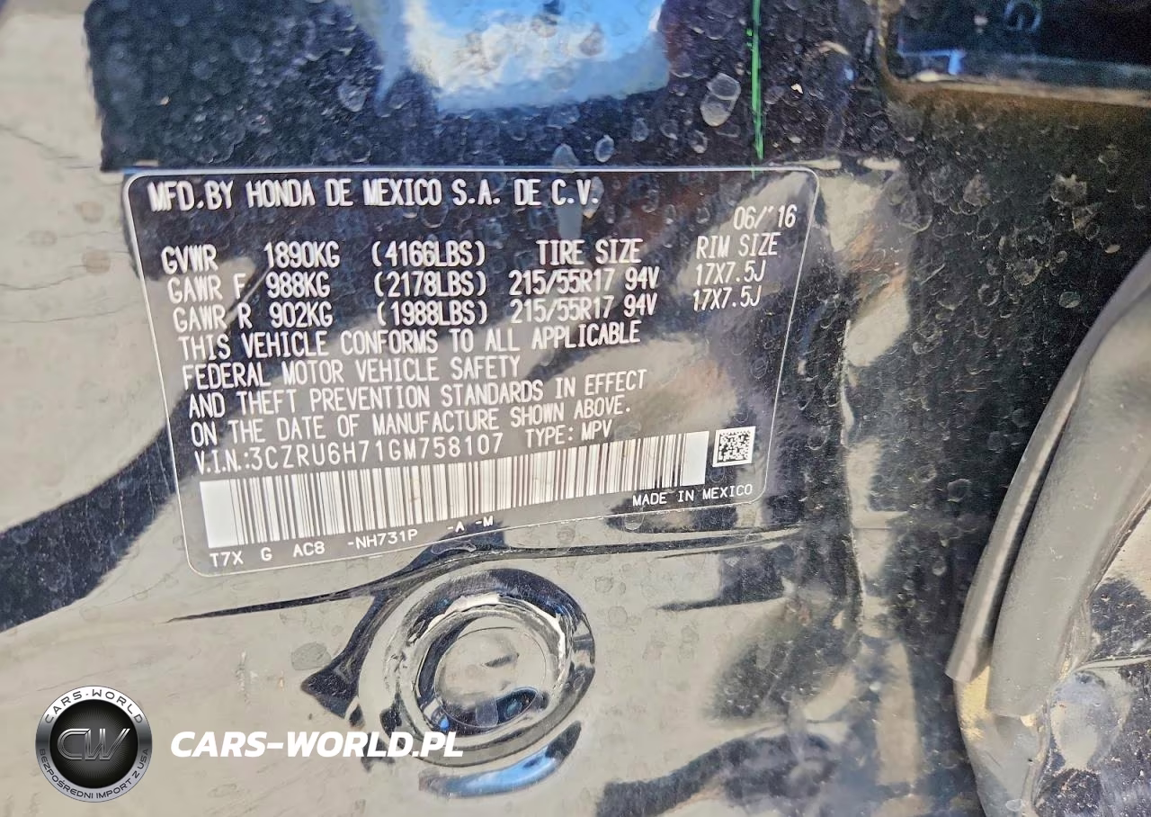 2016 Honda Hr-V Exl VIN:3CZRU6H71GM758107 - 12