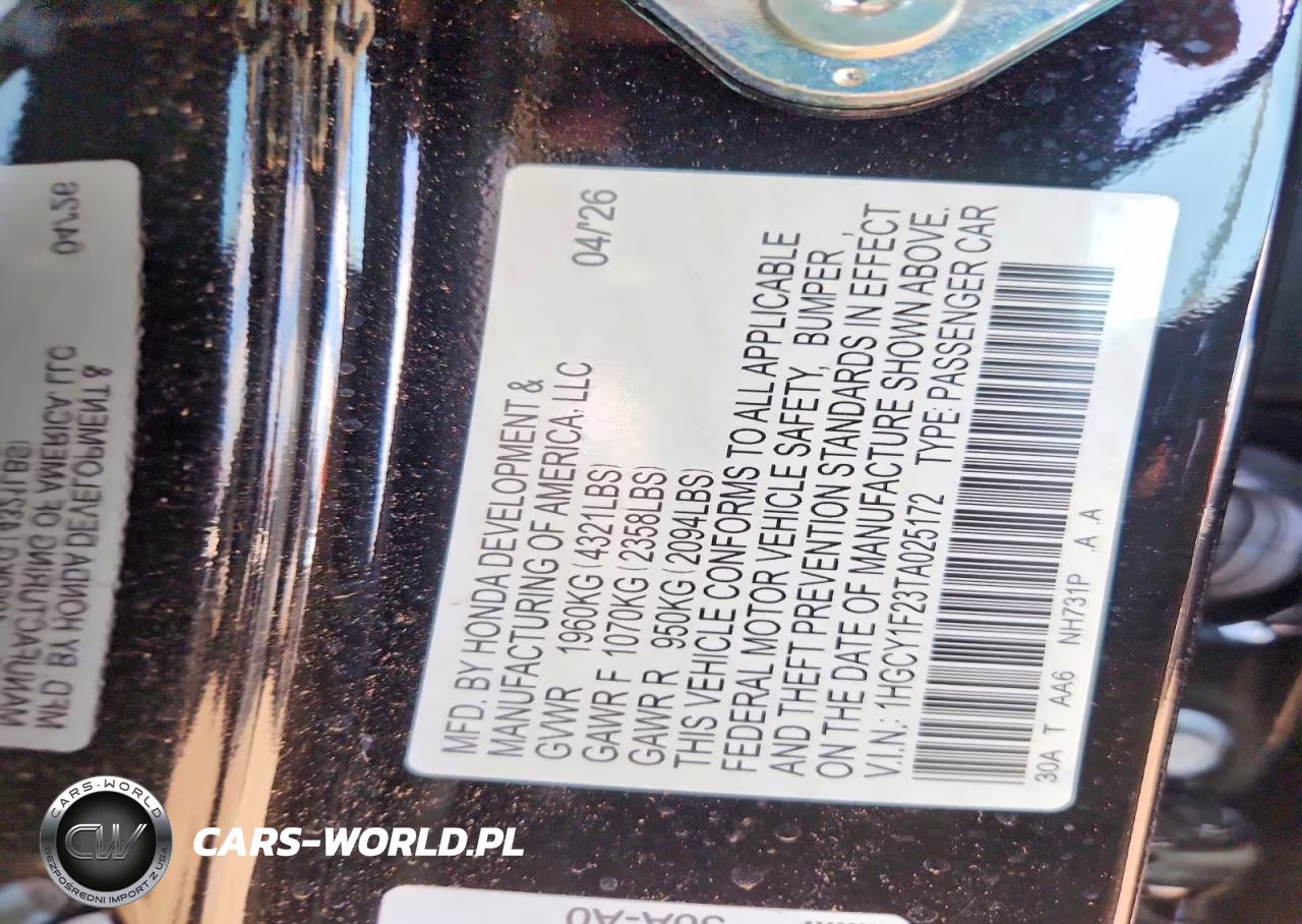 2026 Honda Accord Lx VIN:1HGCY1F23TA025172 - 13