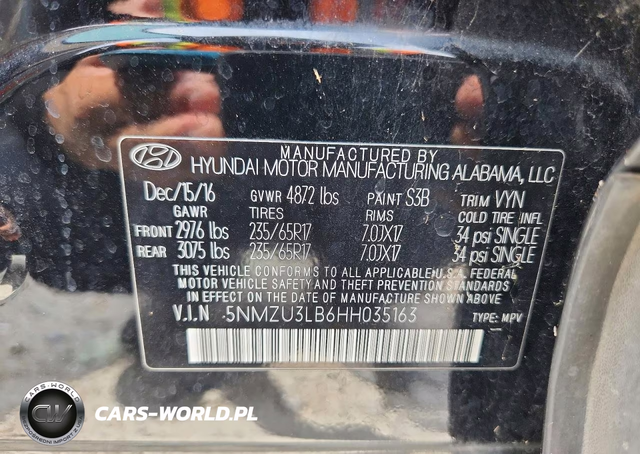 2017 Hyundai Santa Fe Sport 2.4L VIN:5NMZU3LB6HH035163 - 13