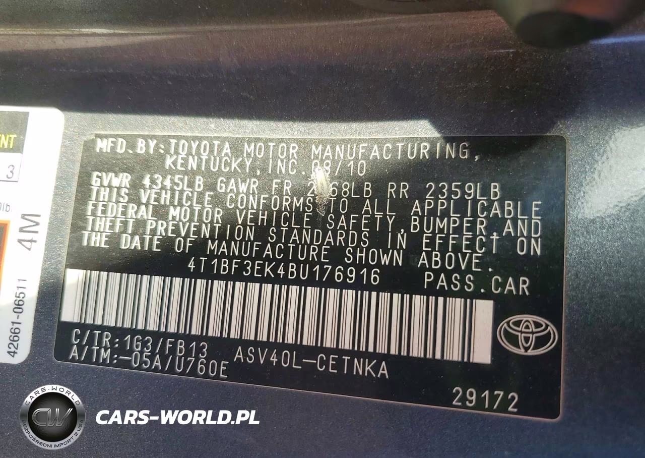 2011 Toyota Camry Le VIN:4T1BF3EK4BU176916 - 12