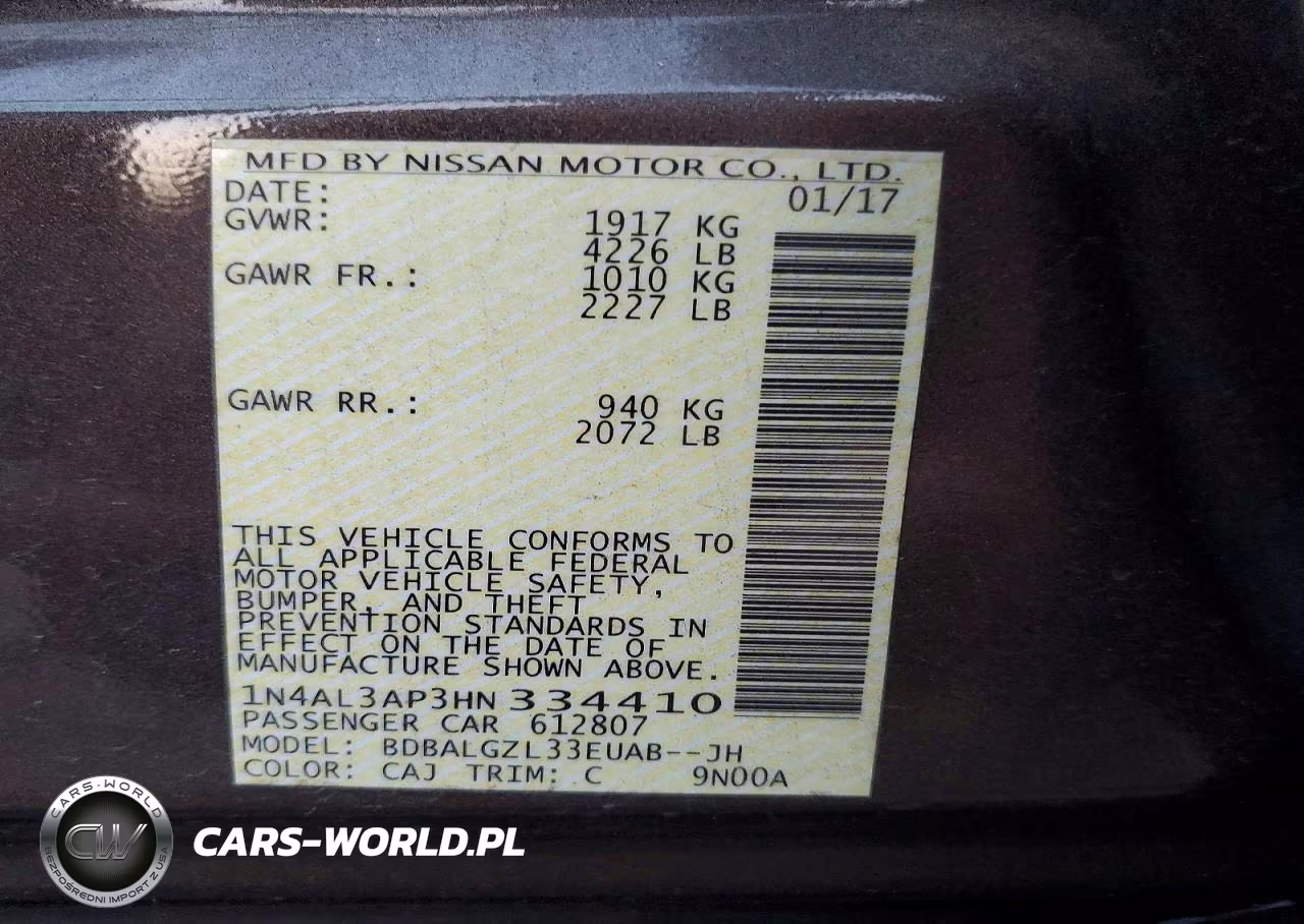 2017 Nissan Altima 2.5 S VIN:1N4AL3AP3HN334410 - 12