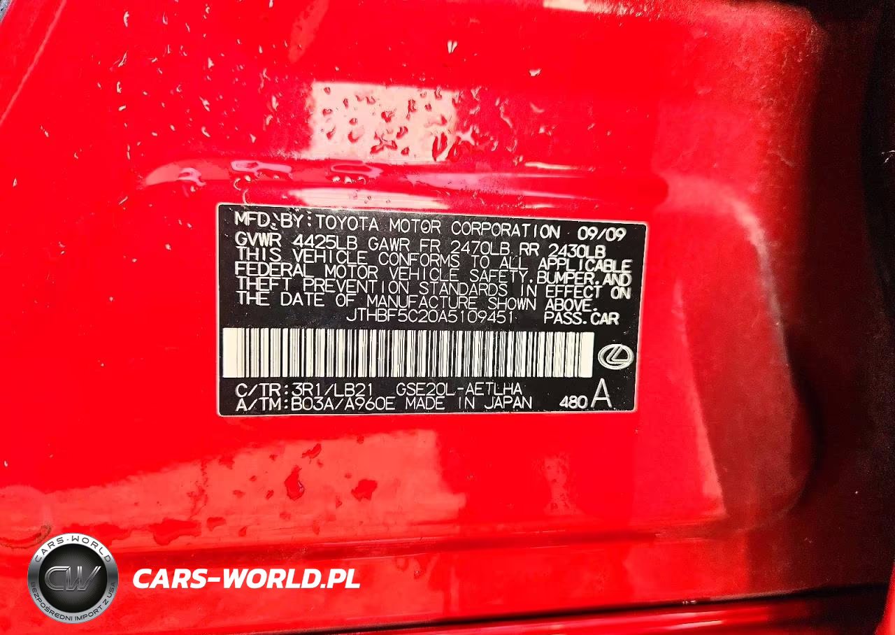 2010 Lexus Is 250 Base VIN:JTHBF5C20A5109451 - 12
