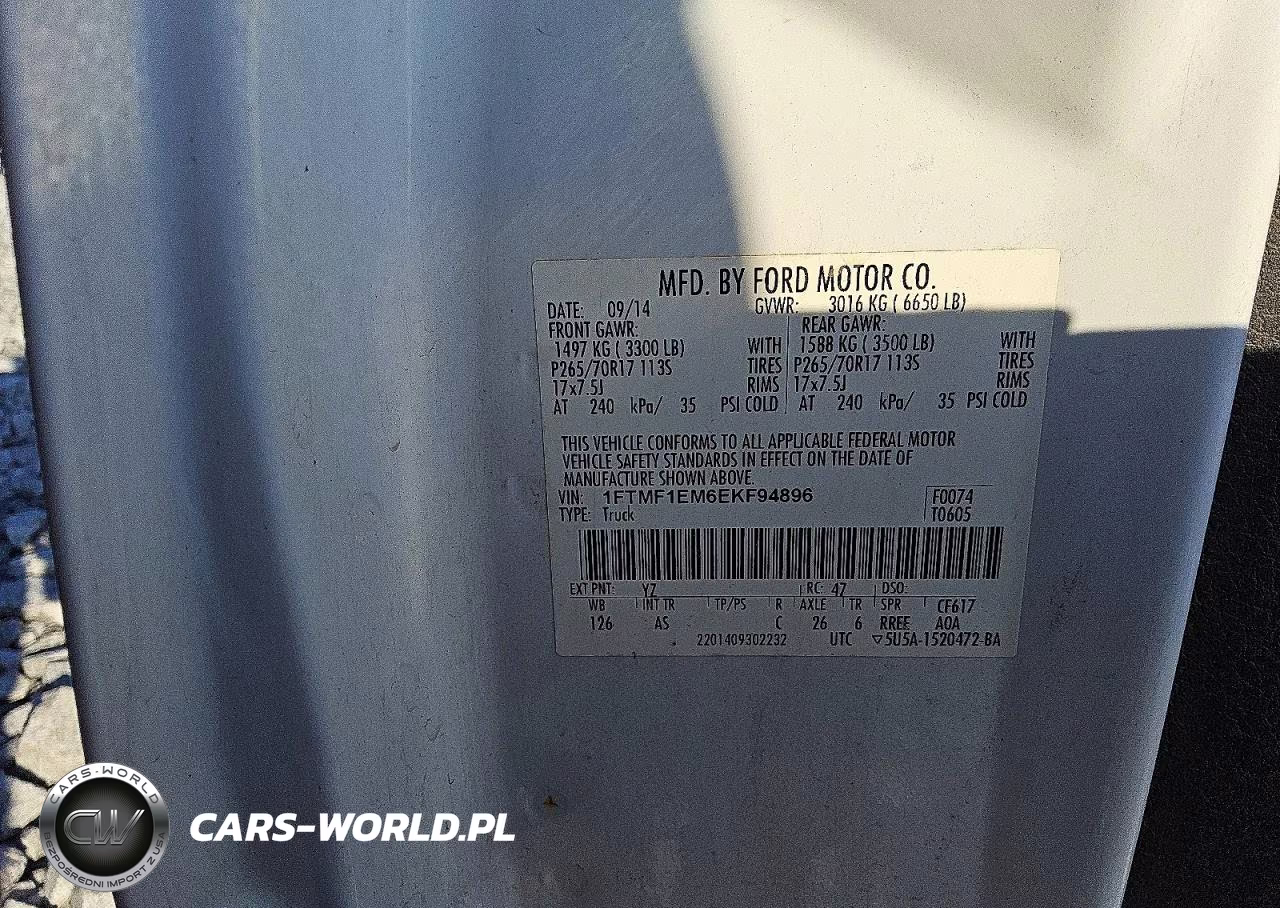 2014 Ford F150 VIN:1FTMF1EM6EKF94896 - 12