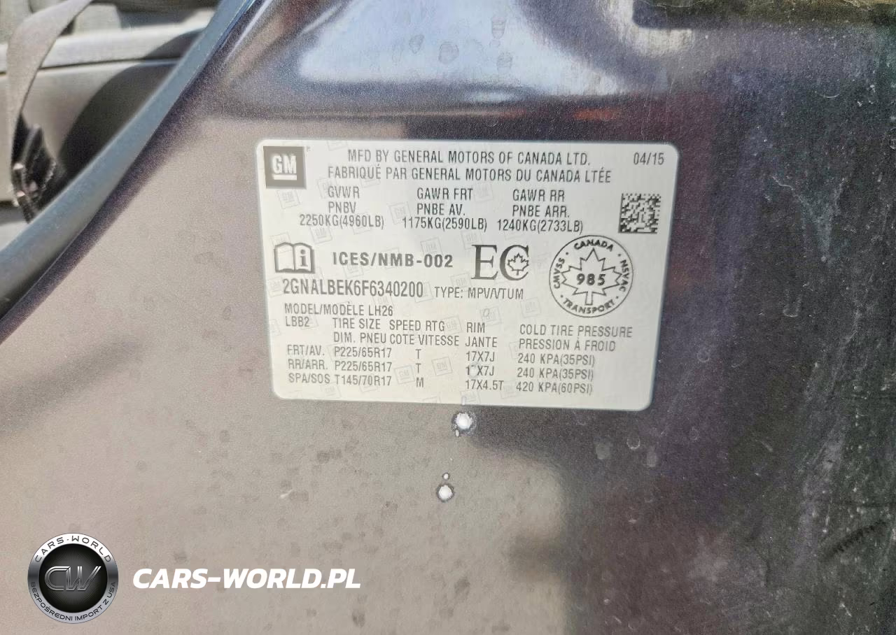 2015 Chevrolet Equinox Lt VIN:2GNALBEK6F6340200 - 13