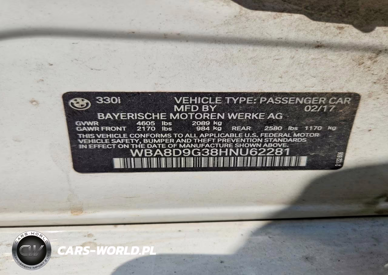 2017 BMW 330 Xi VIN:WBA8D9G38HNU62281 - 12