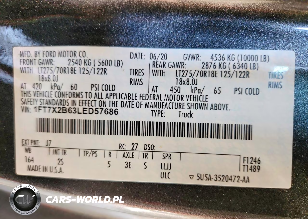2020 Ford F250 Super Duty VIN:1FT7X2B63LED57686 - 12
