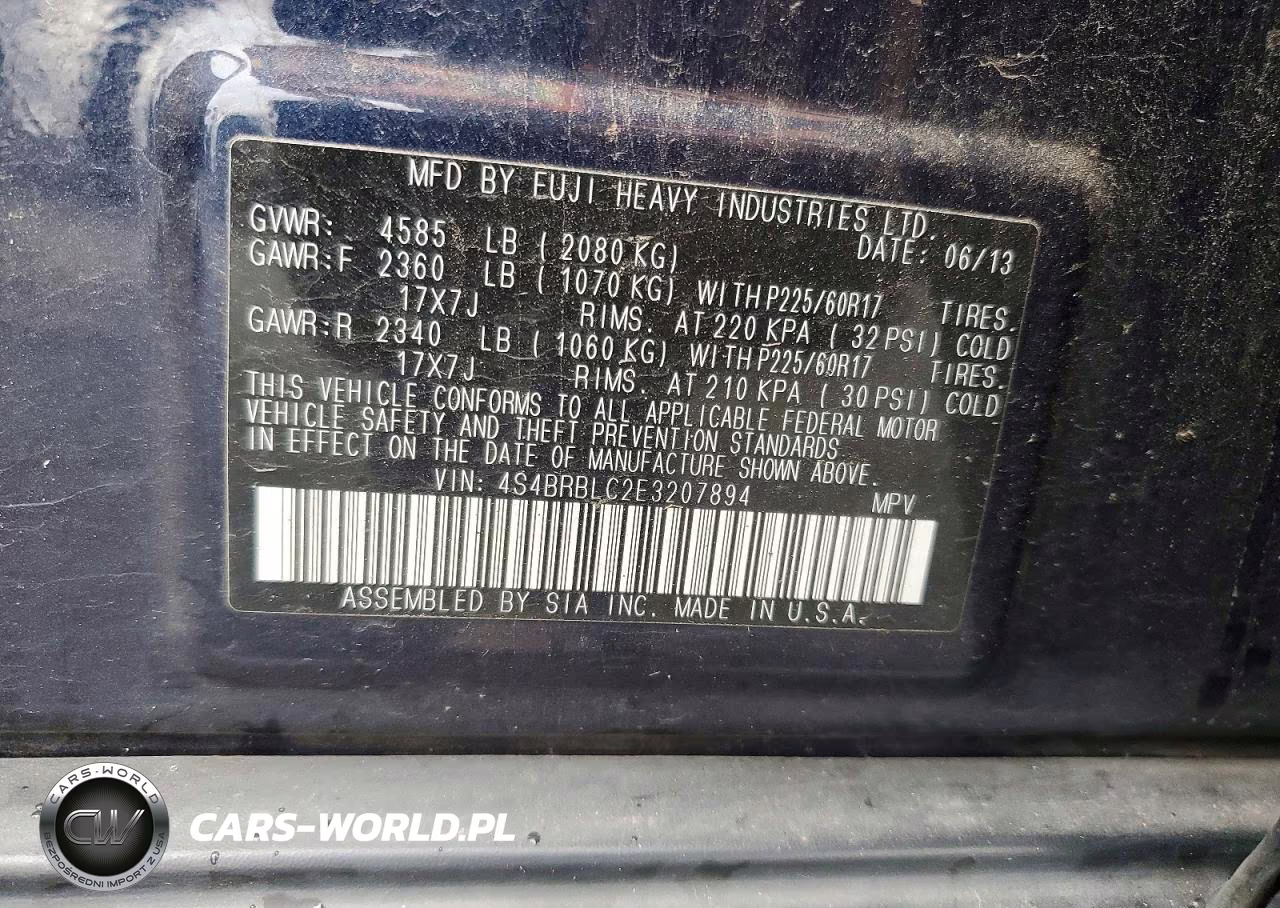 2014 Subaru Outback 2.5I Limited VIN:4S4BRBLC2E3207894 - 14