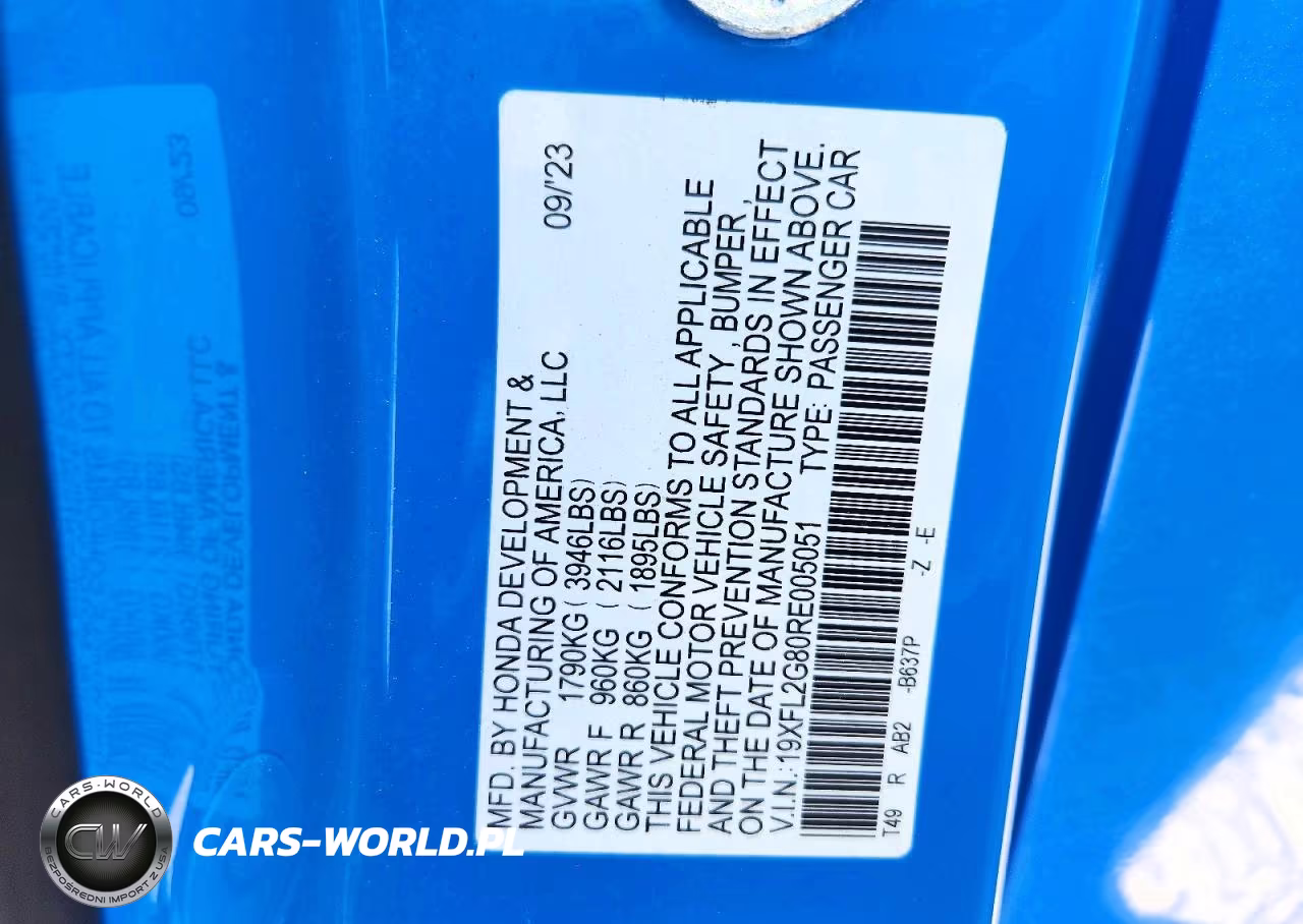 2024 Honda Civic Sport VIN:19XFL2G80RE005051 - 12