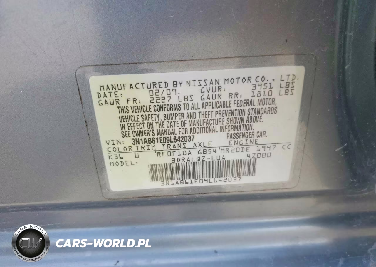 2009 Nissan Sentra 2.0 VIN:3N1AB61E09L642037 - 12