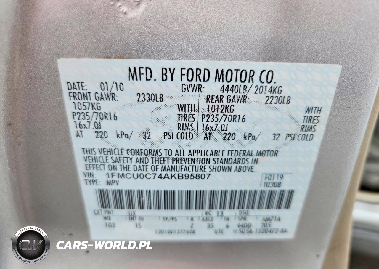 2010 Ford Escape Xls VIN:1FMCU0C74AKB95807 - 13