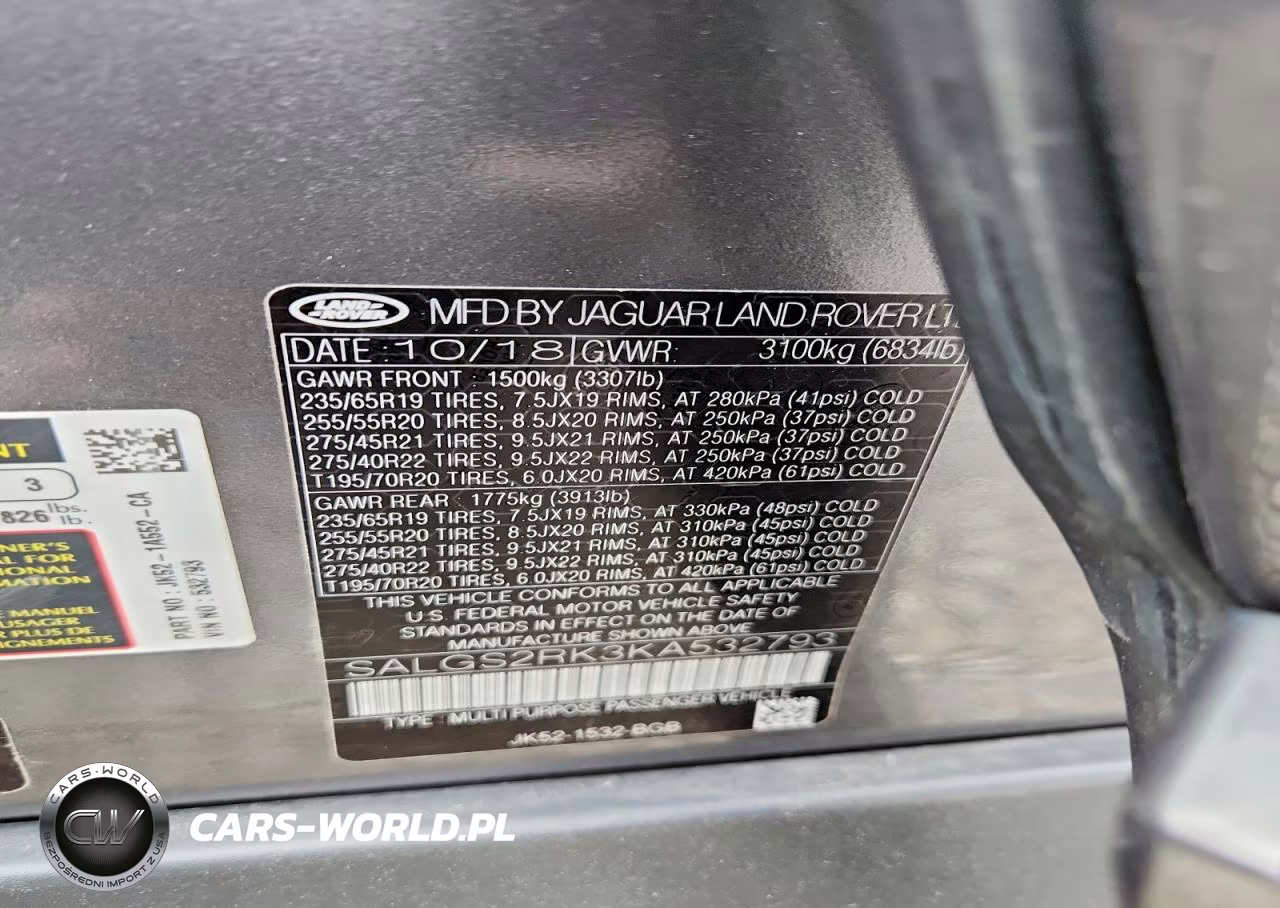 2019 Land Rover Range Rover Hse VIN:SALGS2RK3KA532793 - 13