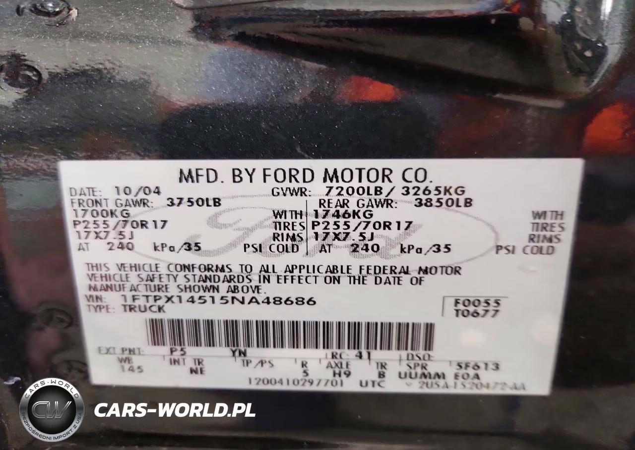 2005 Ford F150 VIN:1FTPX14515NA48686 - 12