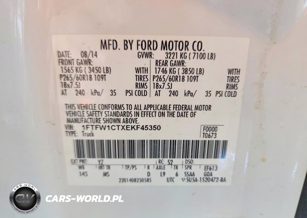 2014 Ford F150 Supercrew VIN:1FTFW1CTXEKF45350 - 12
