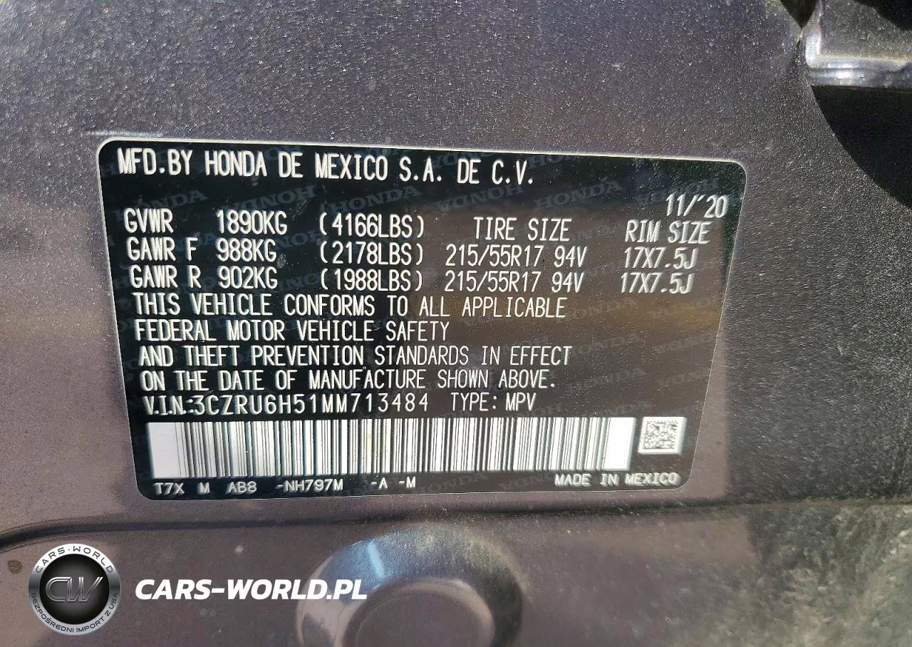 2021 Honda Hr-V Ex VIN:3CZRU6H51MM713484 - 14