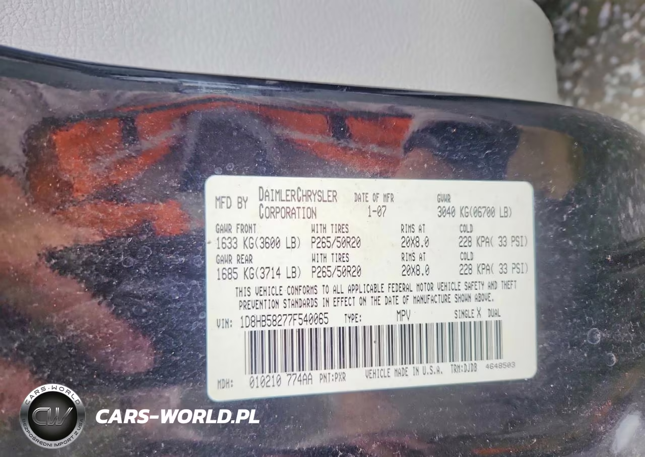 2007 Dodge Durango Limited VIN:1D8HB58277F540065 - 13