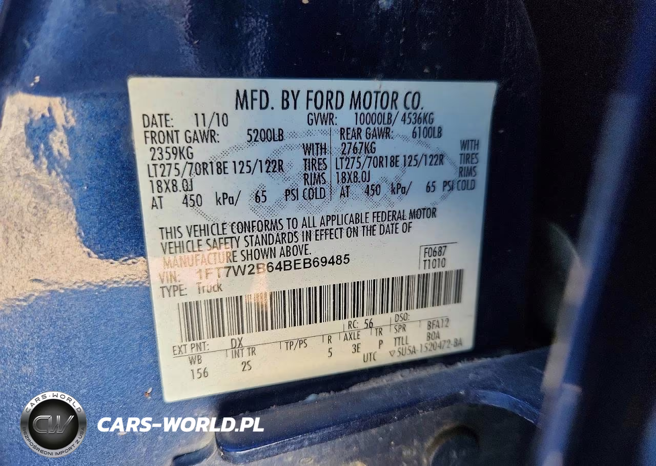 2011 Ford F250 Super Duty VIN:1FT7W2B64BEB69485 - 12