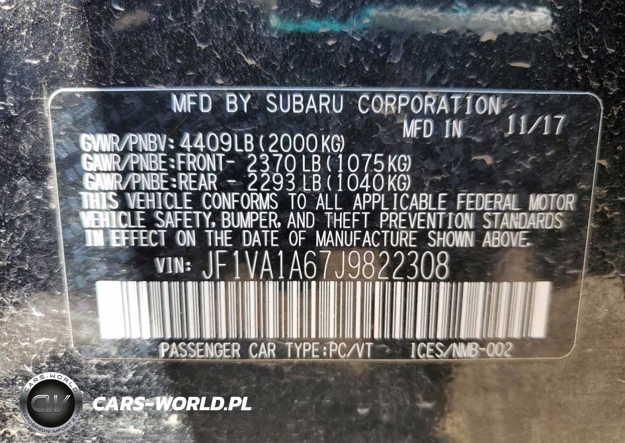 2018 Subaru Wrx VIN:JF1VA1A67J9822308 - 12