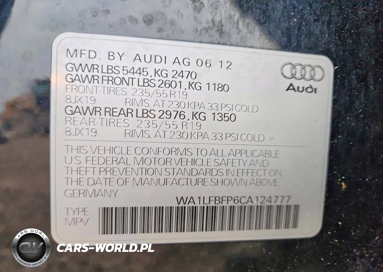 2012 Audi Q5 Premium Plus VIN:WA1LFBFP6CA124777 - 13