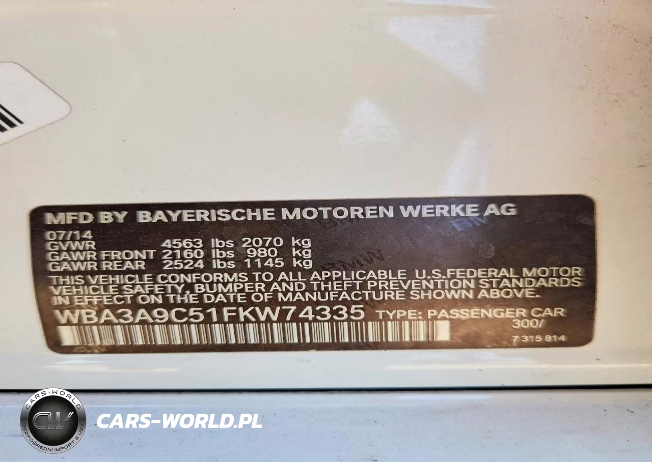 2015 BMW 335 I VIN:WBA3A9C51FKW74335 - 12