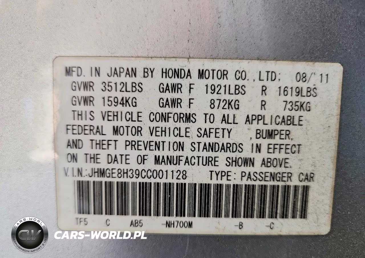 2012 Honda Fit VIN:JHMGE8H39CC001128 - 12
