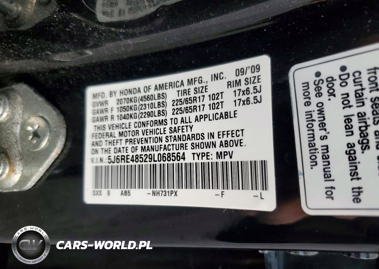2009 Honda Cr-V Ex VIN:5J6RE48529L068564 - 13