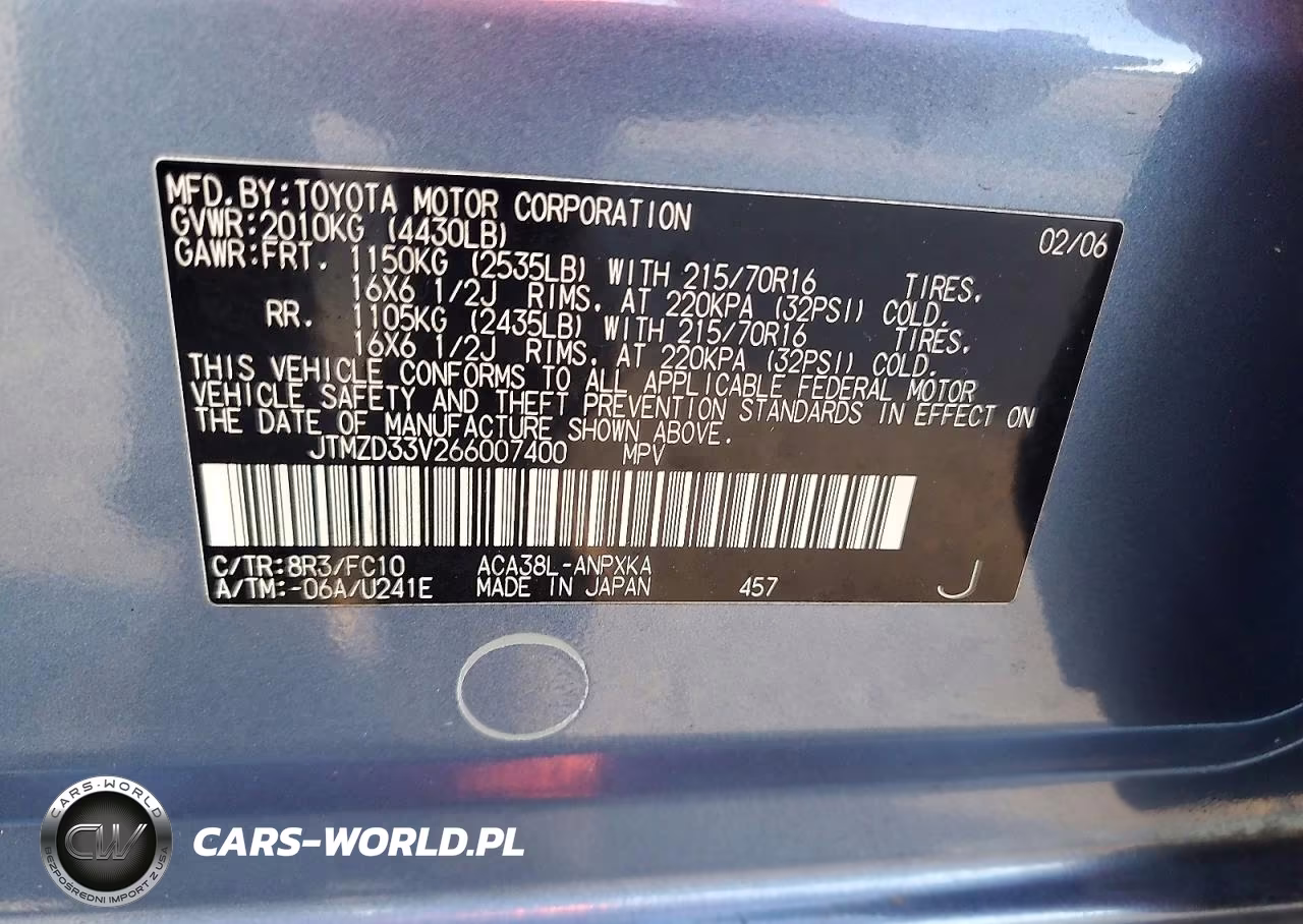 2006 Toyota Rav4 Base VIN:JTMZD33V266007400 - 13