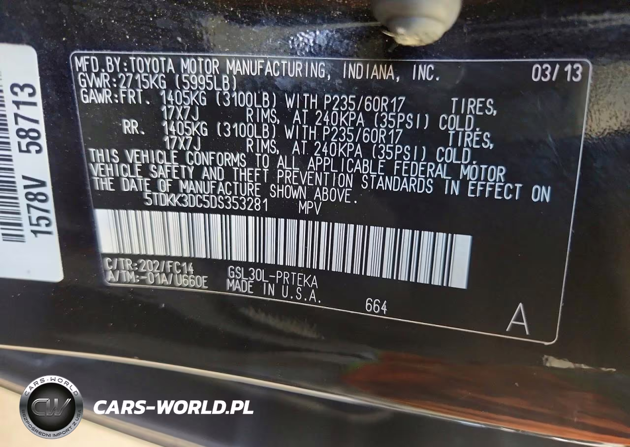 2013 Toyota Sienna Le VIN:5TDKK3DC5DS353281 - 14