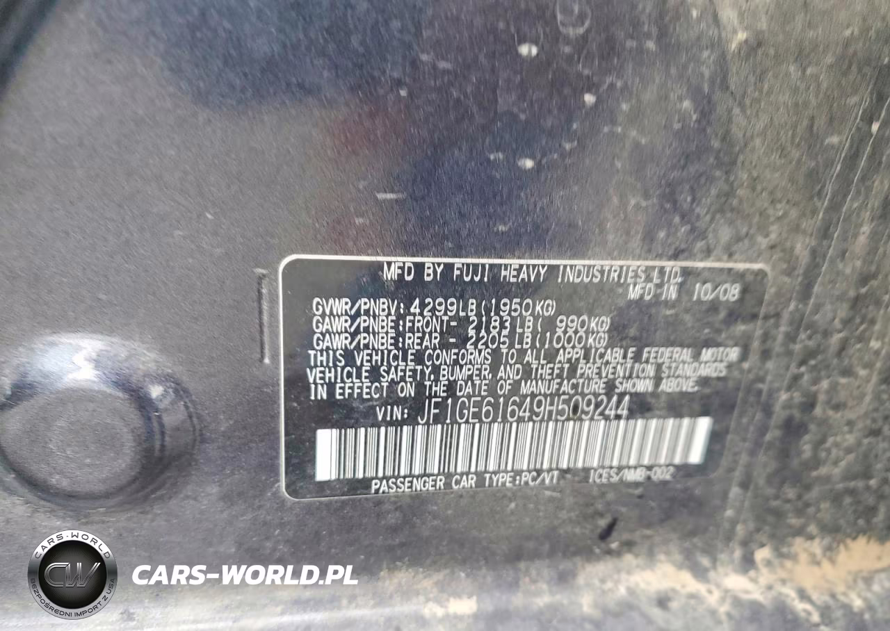 2009 Subaru Impreza 2.5I VIN:JF1GE61649H509244 - 12