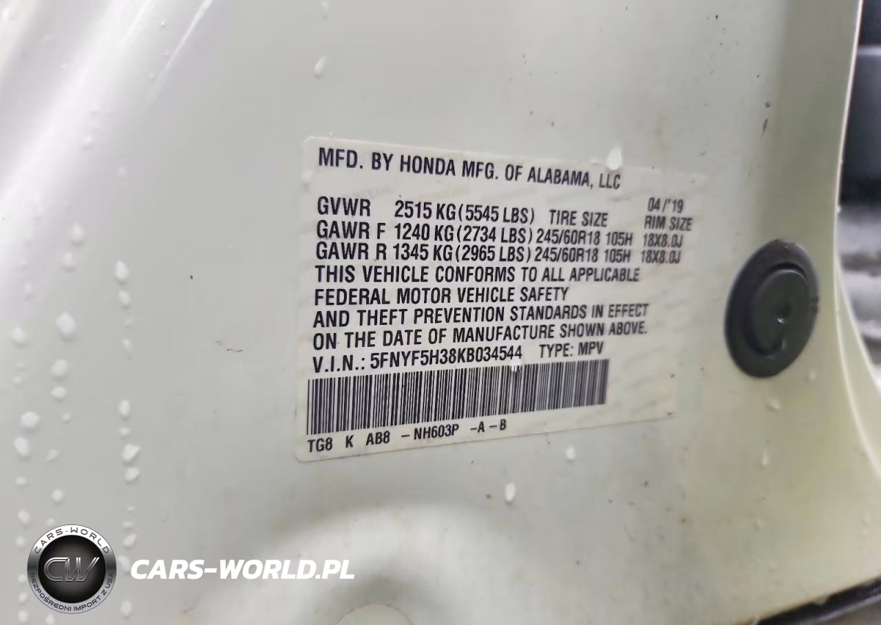 2019 Honda Pilot Ex VIN:5FNYF5H38KB034544 - 13
