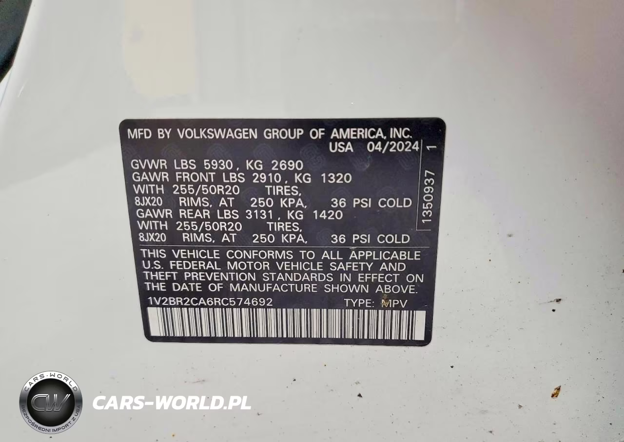 2024 Volkswagen Atlas Sel VIN:1V2BR2CA6RC574692 - 13