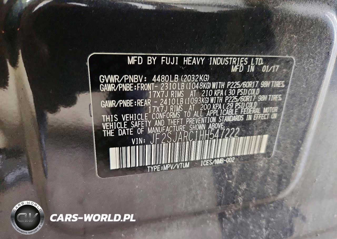 2017 Subaru Forester 2.5I Limited VIN:JF2SJARC1HH547222 - 12