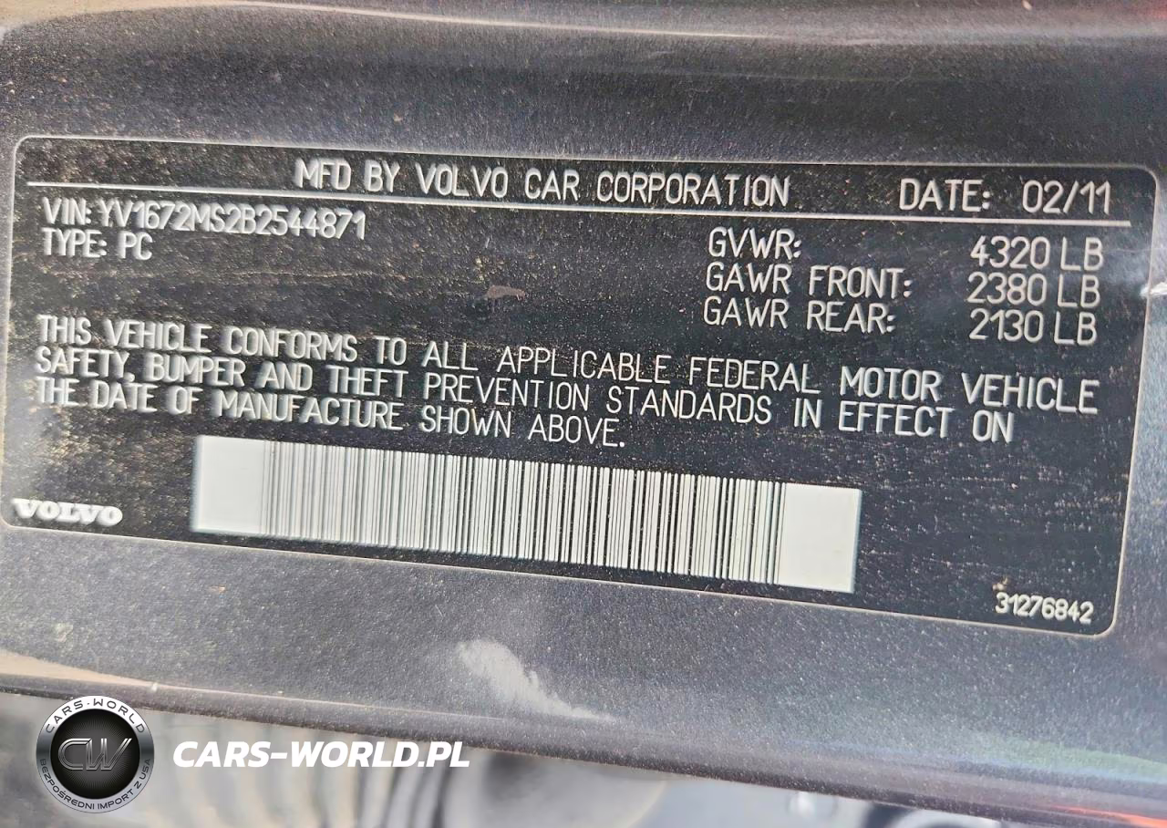 2011 Volvo S40 T5 VIN:YV1672MS2B2544871 - 12