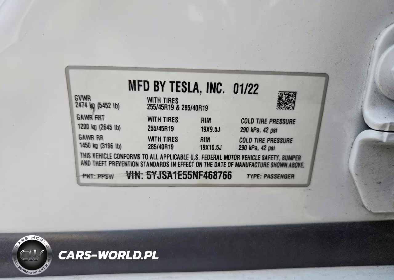 2022 Tesla Model S VIN:5YJSA1E55NF468766 - 12