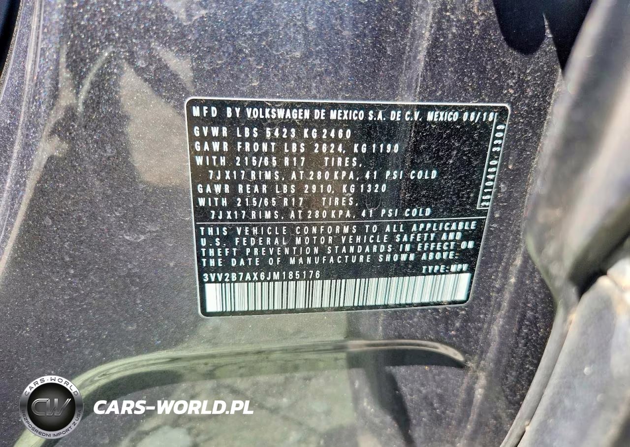 2018 Volkswagen Tiguan Se VIN:3VV2B7AX6JM185176 - 13