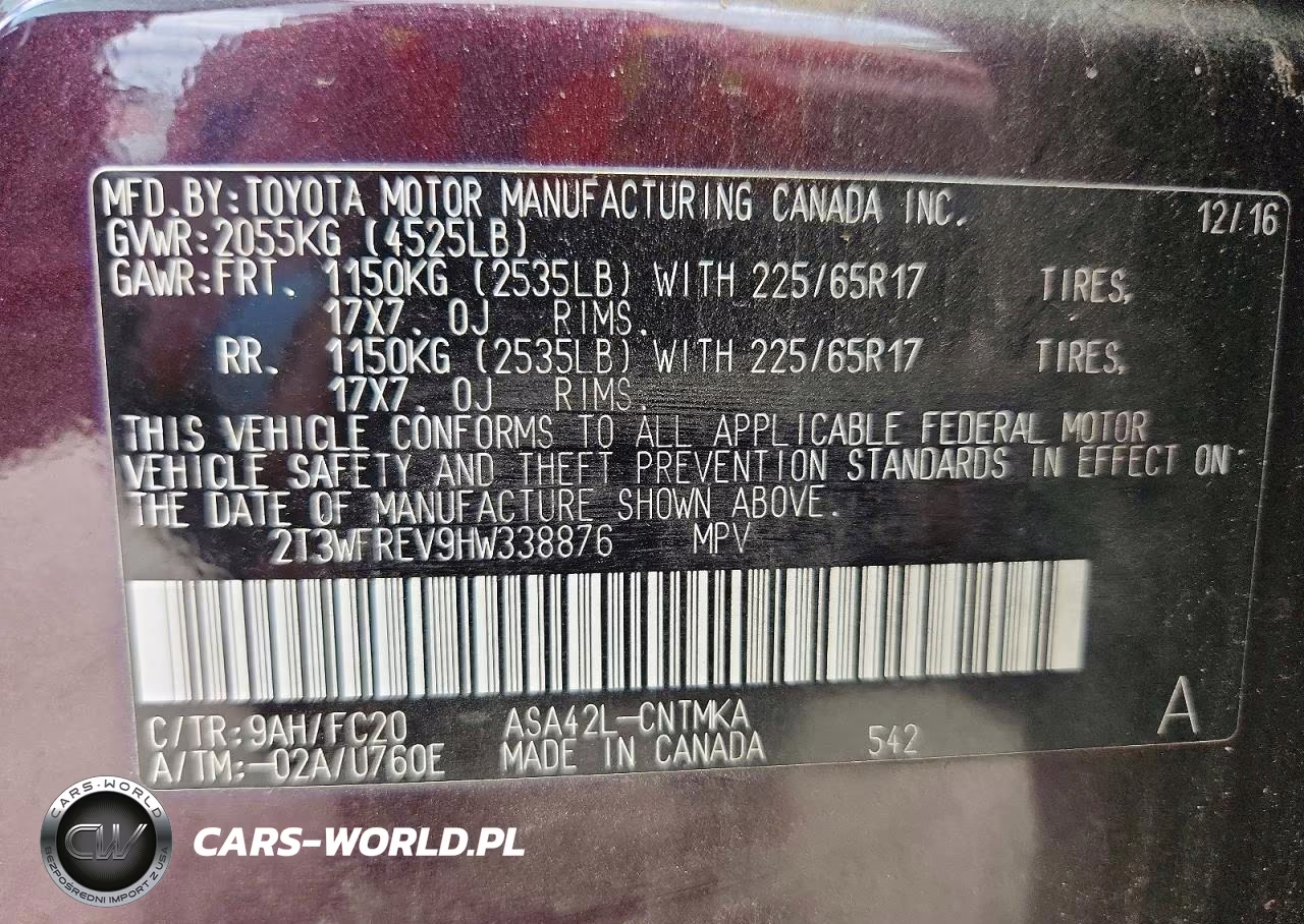 2017 Toyota Rav4 Xle VIN:2T3WFREV9HW338876 - 13