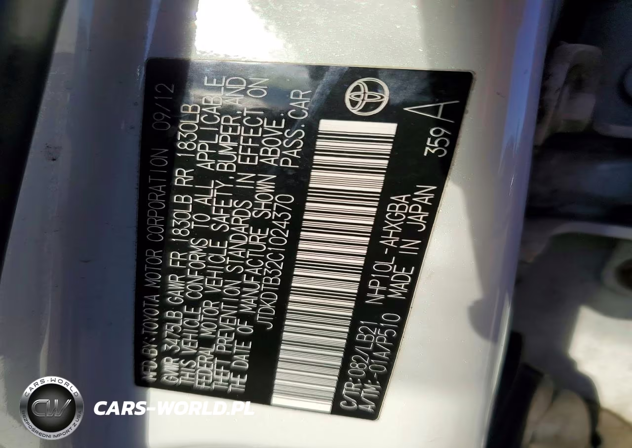 2012 Toyota Prius C Four VIN:JTDKDTB32C1024370 - 12