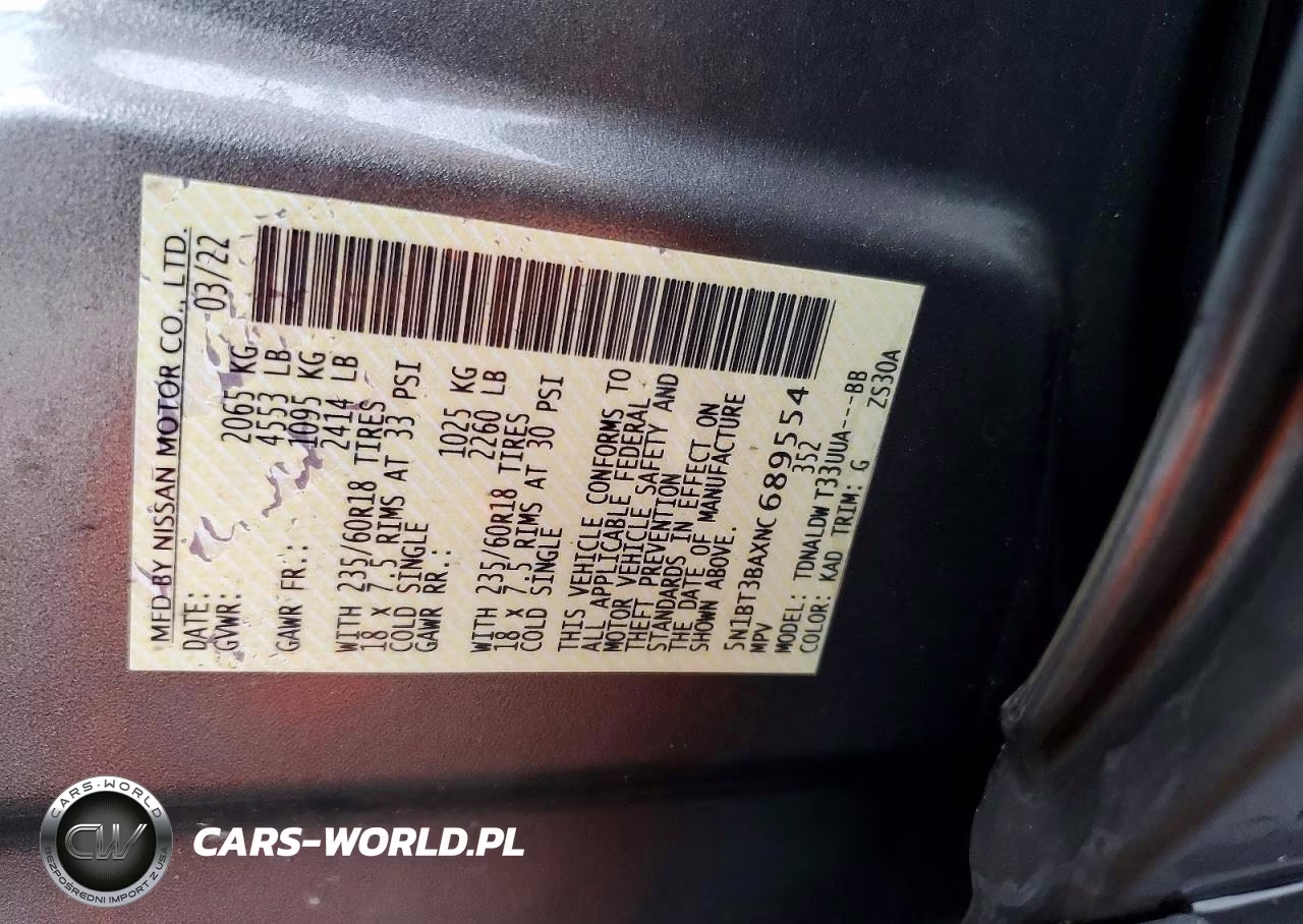 2022 Nissan Rogue Sv VIN:5N1BT3BAXNC689554 - 13