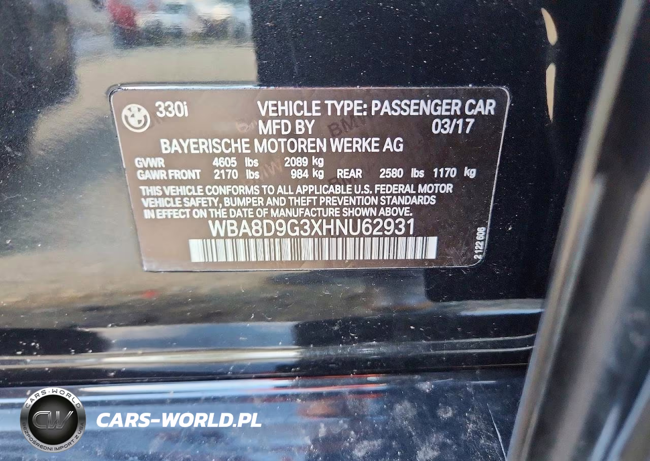 2017 BMW 330 Xi VIN:WBA8D9G3XHNU62931 - 12