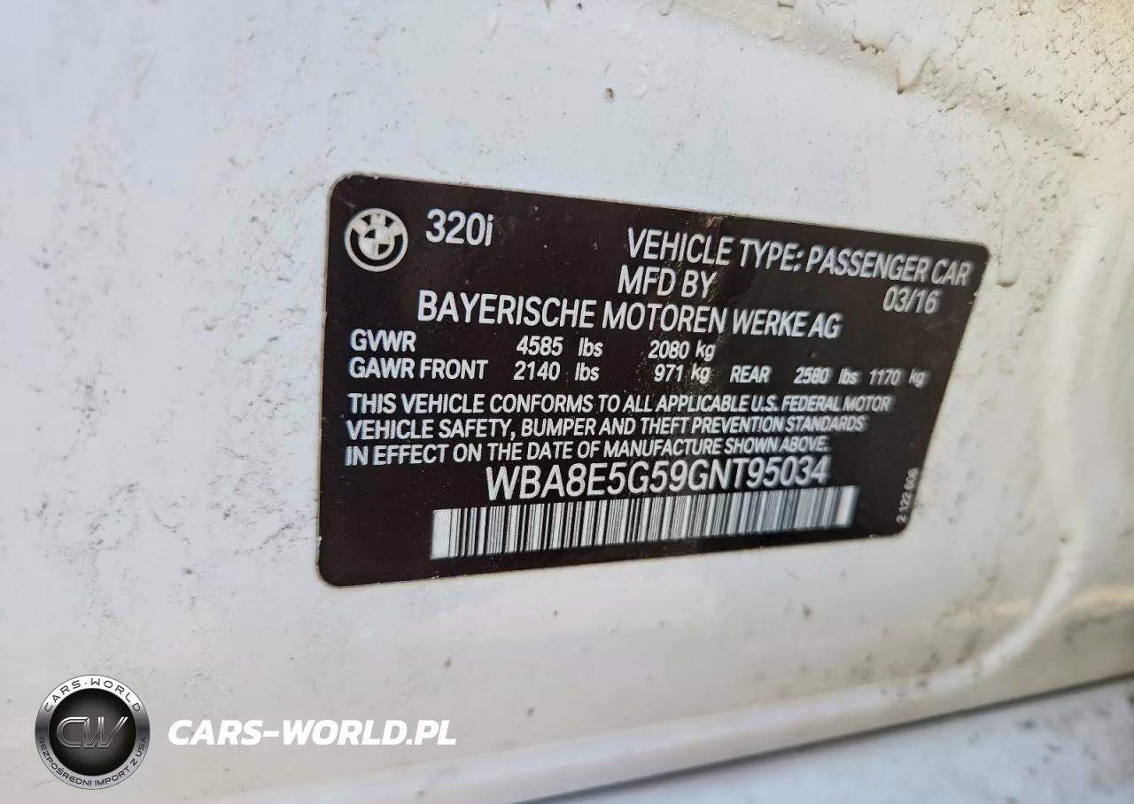 2016 BMW 320 Xi VIN:WBA8E5G59GNT95034 - 12